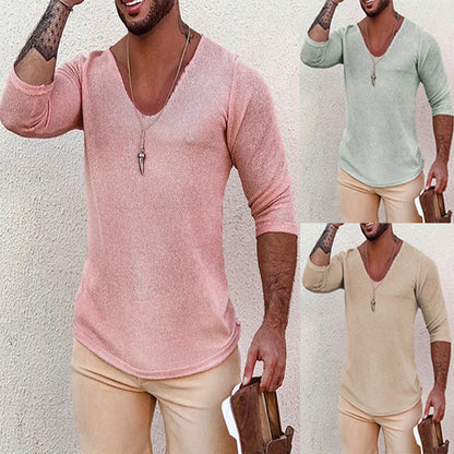 Herren T-Shirt V-Ausschnitt Modernes Strukturdesign - Norvielle