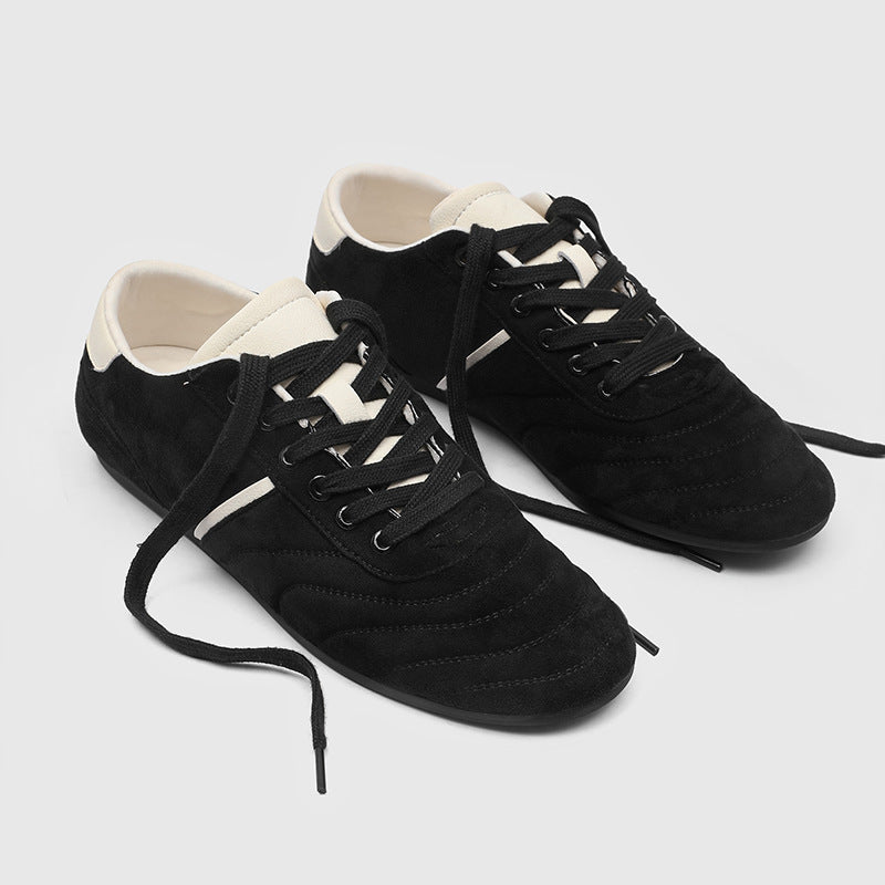 Damen Sneaker Veloursleder Bequem Schwarz - Norvielle