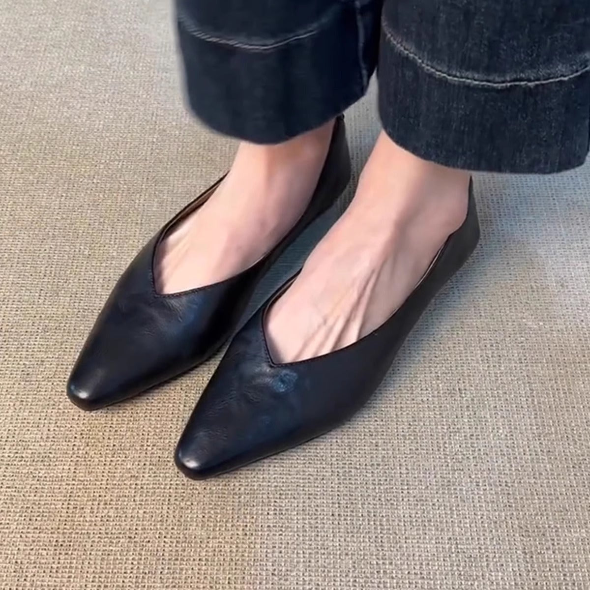 Damen Spitze Slipper Eleganter V-Ausschnitt