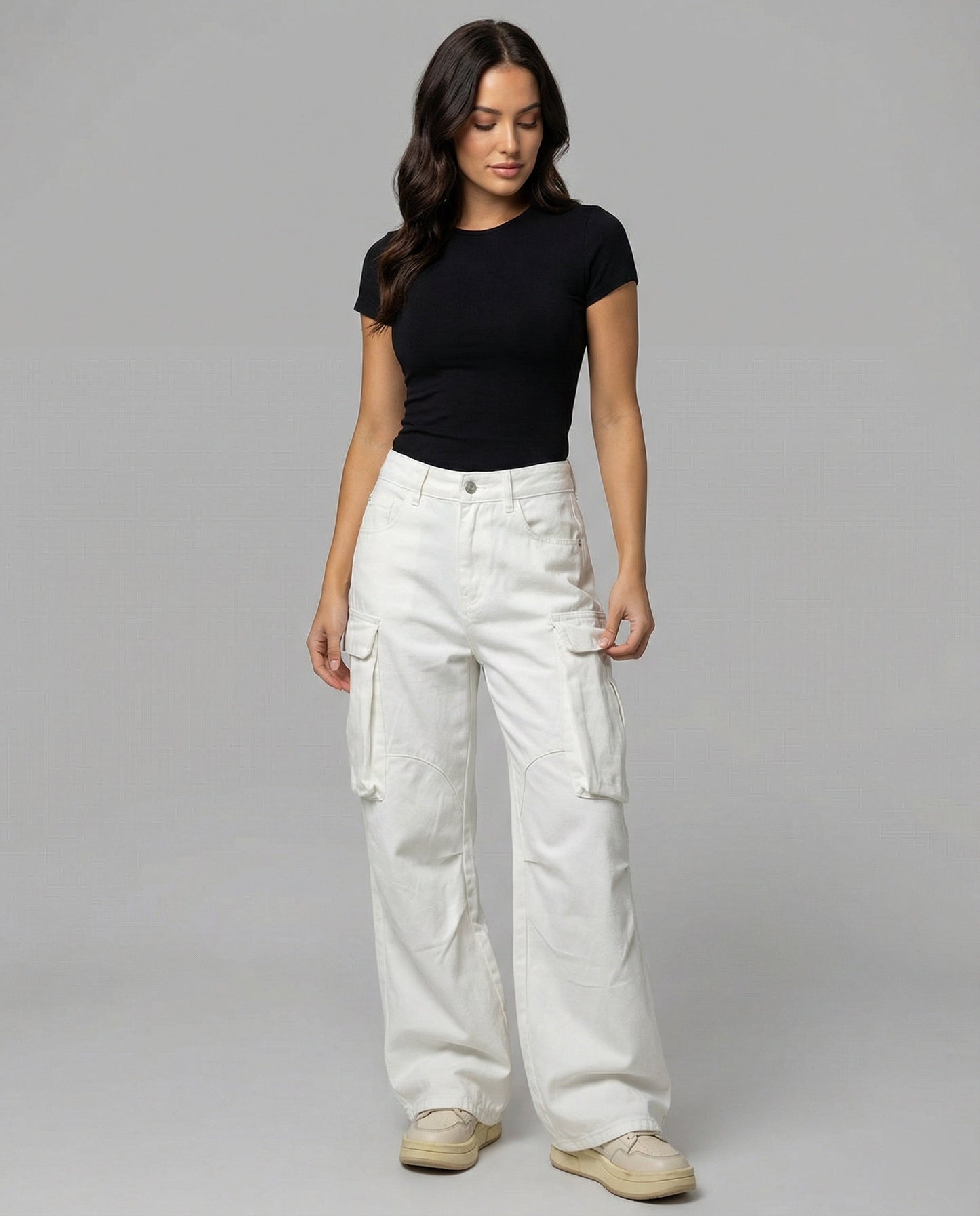 Damen Cargo-Hose Bequem Mit Großen Taschen