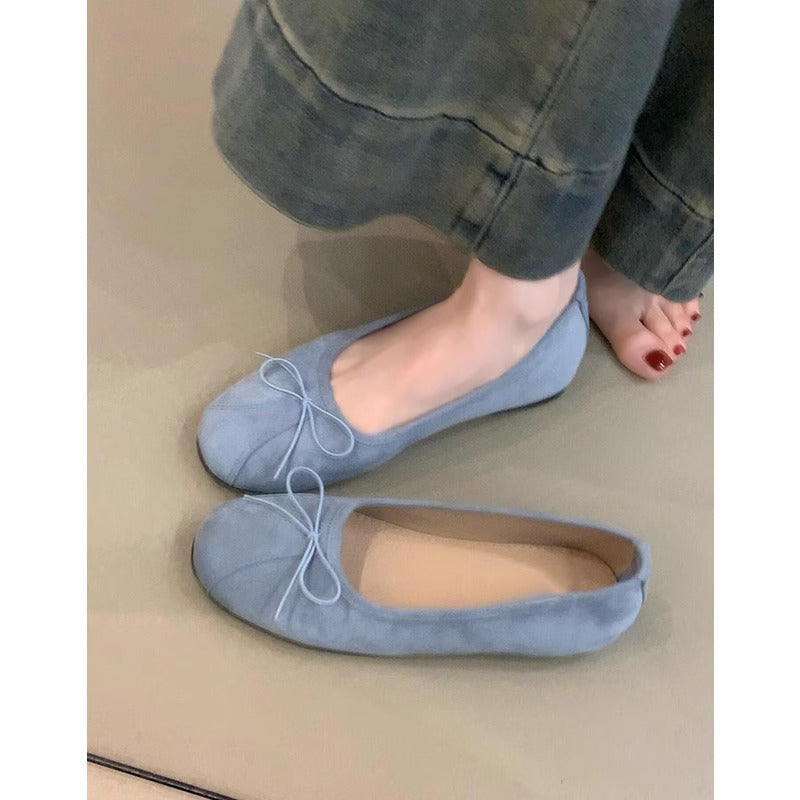 Damen Ballerinas Weich Bequem Mit Schleifen Detail Schwarz - Norvielle