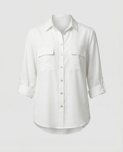 Damen Bluse Klassisch Baumwolle Elegante Optik