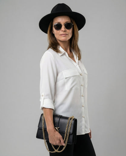 Damen Bluse Klassisch Baumwolle Elegante Optik Weiß - Norvielle
