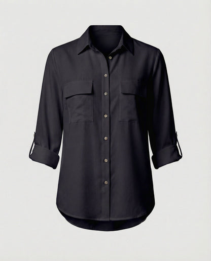 Damen Bluse Klassisch Baumwolle Elegante Optik