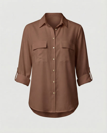 Damen Bluse Klassisch Baumwolle Elegante Optik