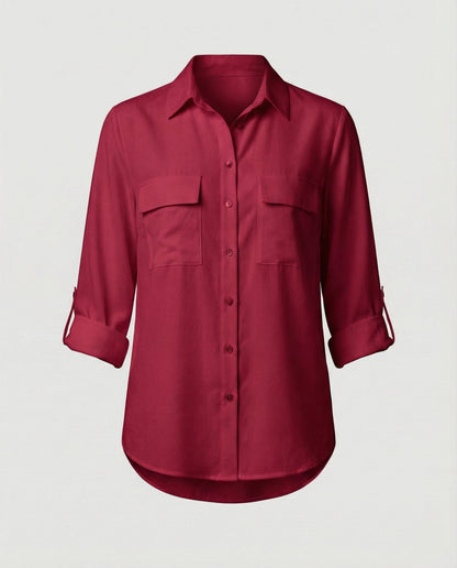 Damen Bluse Klassisch Baumwolle Elegante Optik