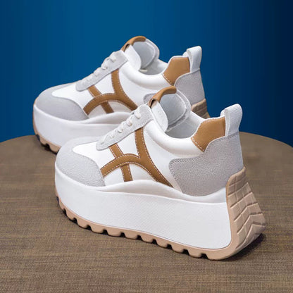 Damen Plateau Sneaker Sportlich Rutschfest Bequem