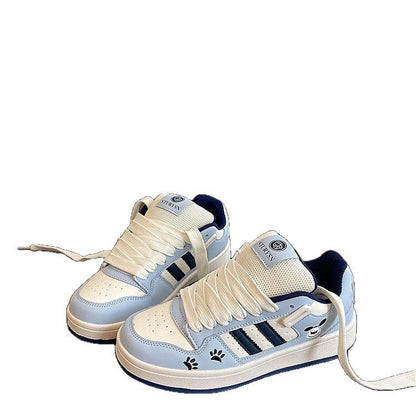 Damen Sneaker Sportlich Karomuster Bequem Schnüren