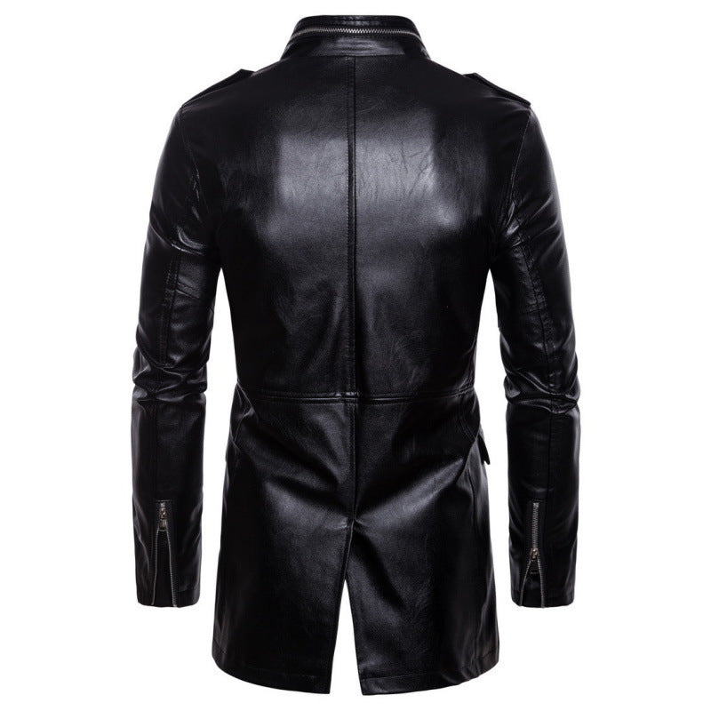 Herren Lederjacke Lang Mit Taschen
