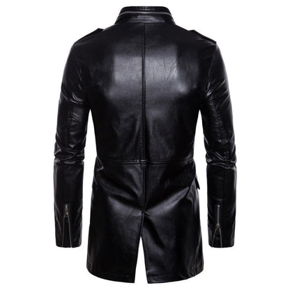 Herren Lederjacke Lang Mit Taschen
