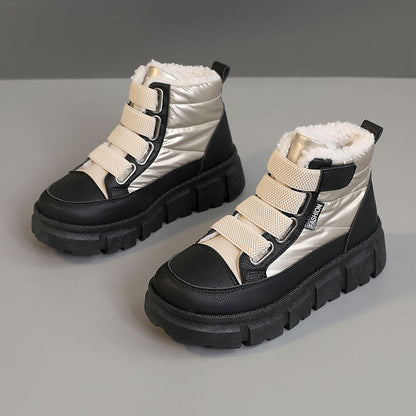 Damen Winterstiefel Gefüttert Warm Robust Klettverschluss