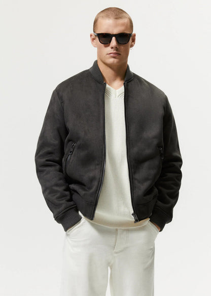 Herren Bomberjacke Wildleder Soft