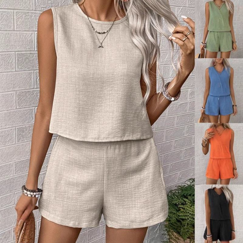 Damen Shorts-Set Leichtes Baumwolle Sommer - Norvielle