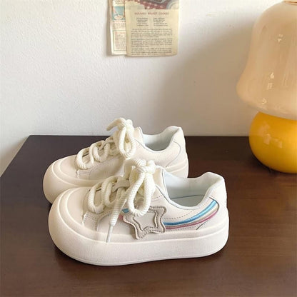 Damen Sneaker mit Sternen Motiv Komfort Plateau Schuhe