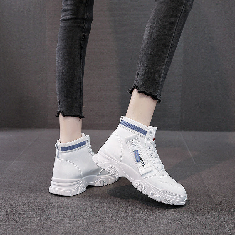Damen Hoch Sneaker Atmungsaktives Material Reißverschluss