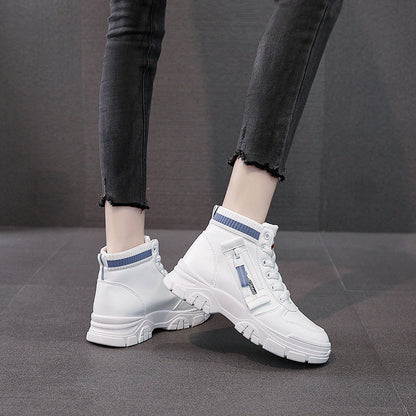 Damen Hoch Sneaker Atmungsaktives Material Reißverschluss