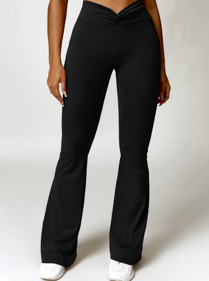 Damen Bootcut Leggings Mit Taschen Hohe Taille