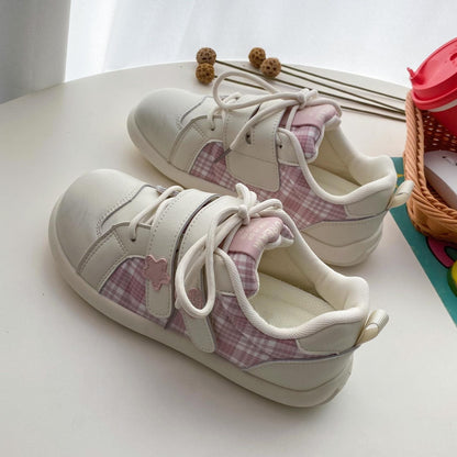 Damen Sneaker Karomuster Weich Klettverschluss
