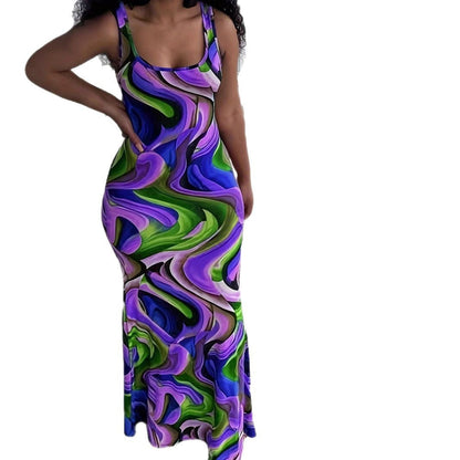 Damen Maxikleid Farbverlauf Elegant Lang