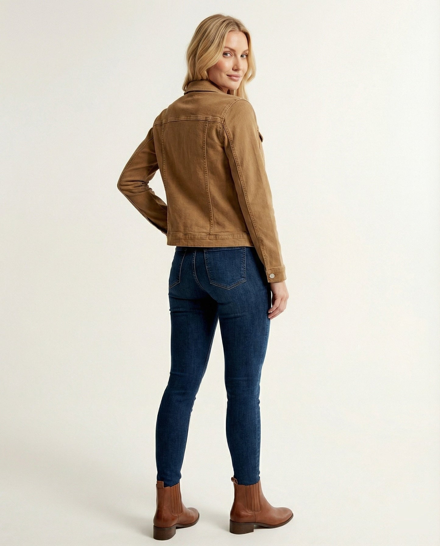 Damen Jeansjacke Kurz Mit Brusttaschen