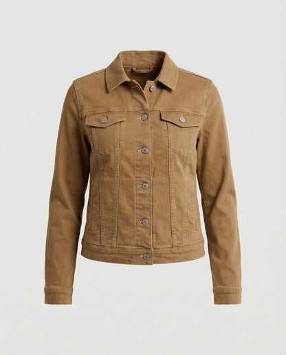 Damen Jeansjacke Kurz Mit Brusttaschen