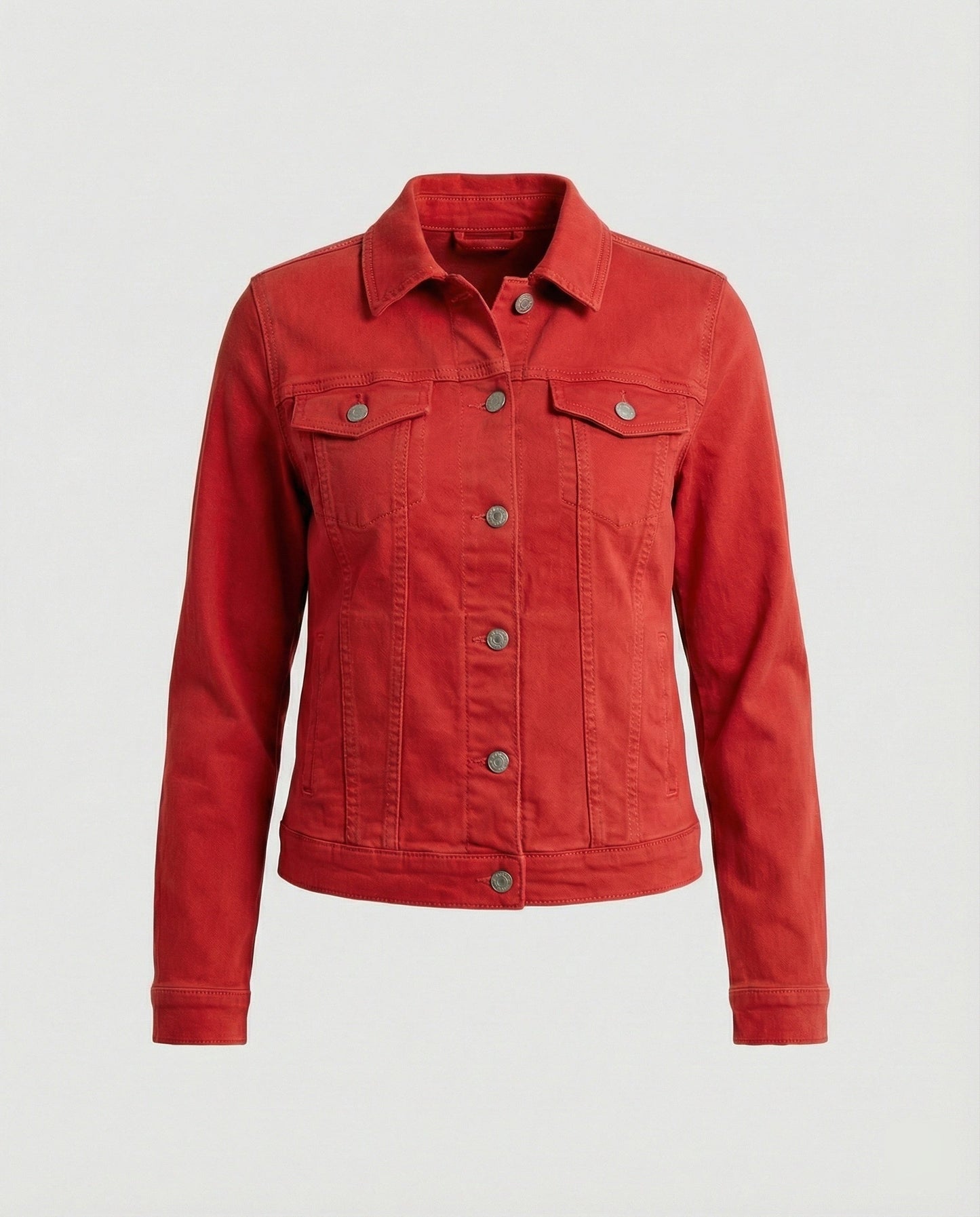 Damen Jeansjacke Kurz Mit Brusttaschen