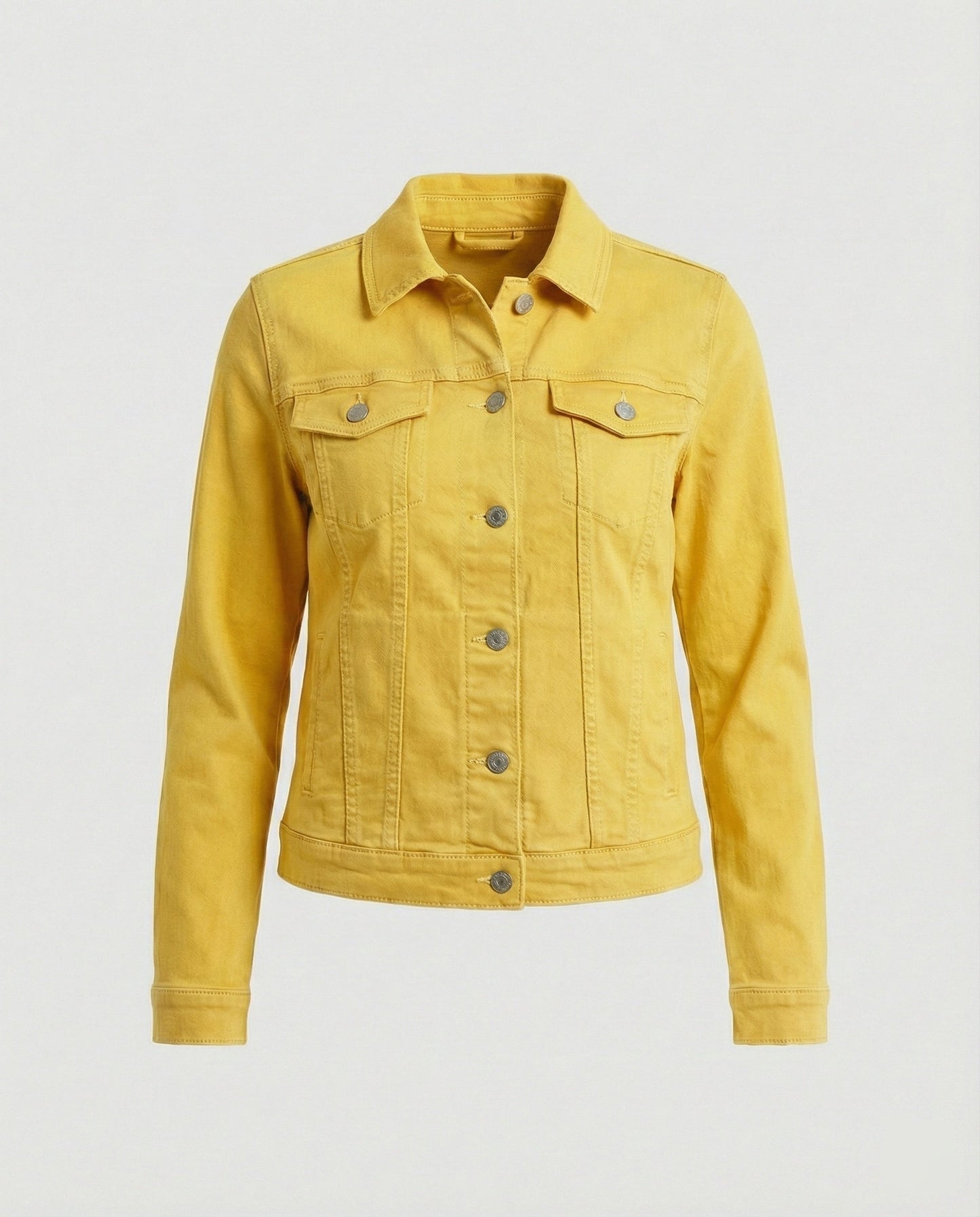 Damen Jeansjacke Kurz Mit Brusttaschen