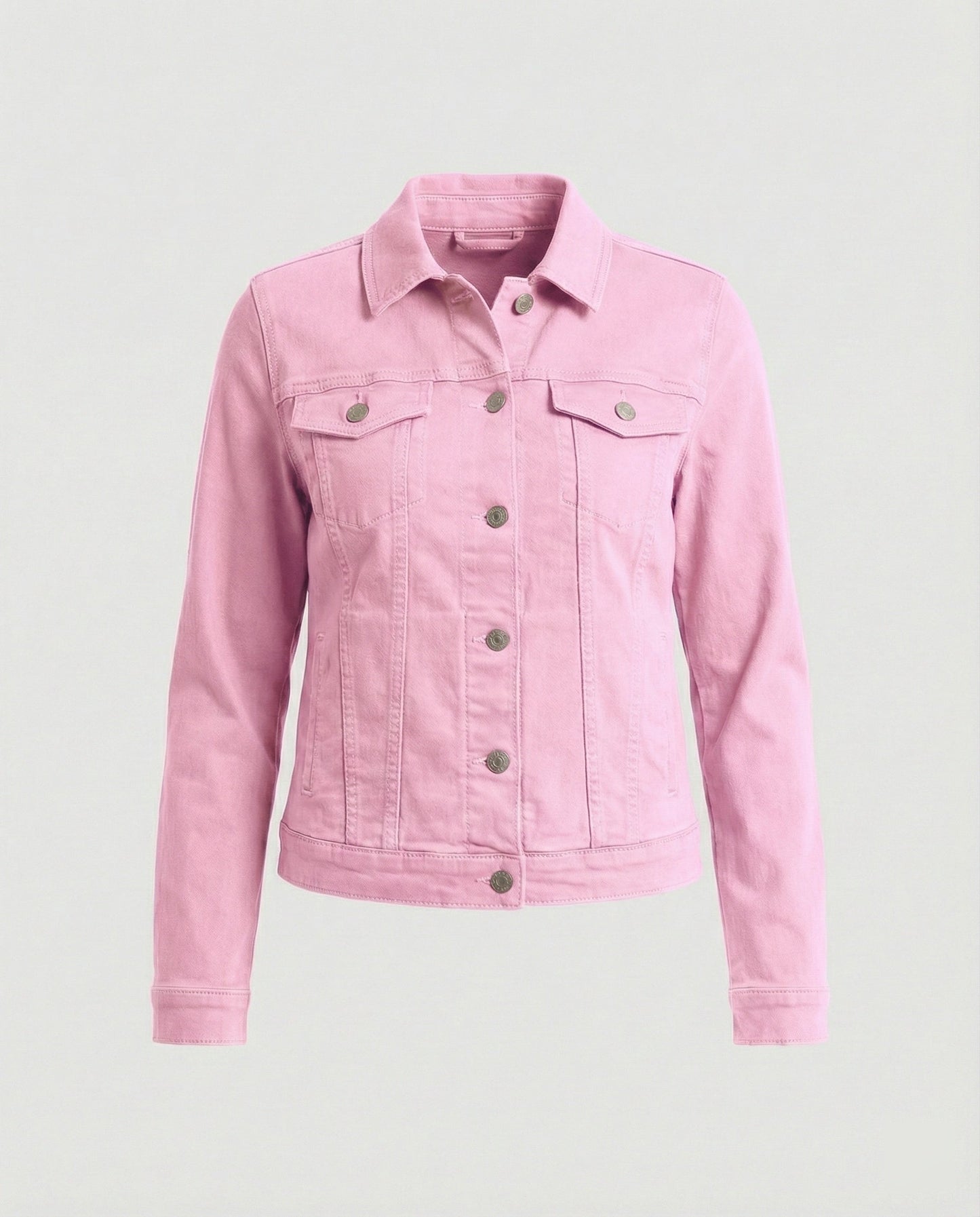 Damen Jeansjacke Kurz Mit Brusttaschen