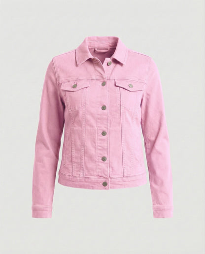 Damen Jeansjacke Kurz Mit Brusttaschen
