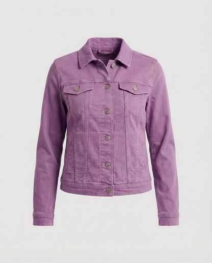 Damen Jeansjacke Kurz Mit Brusttaschen