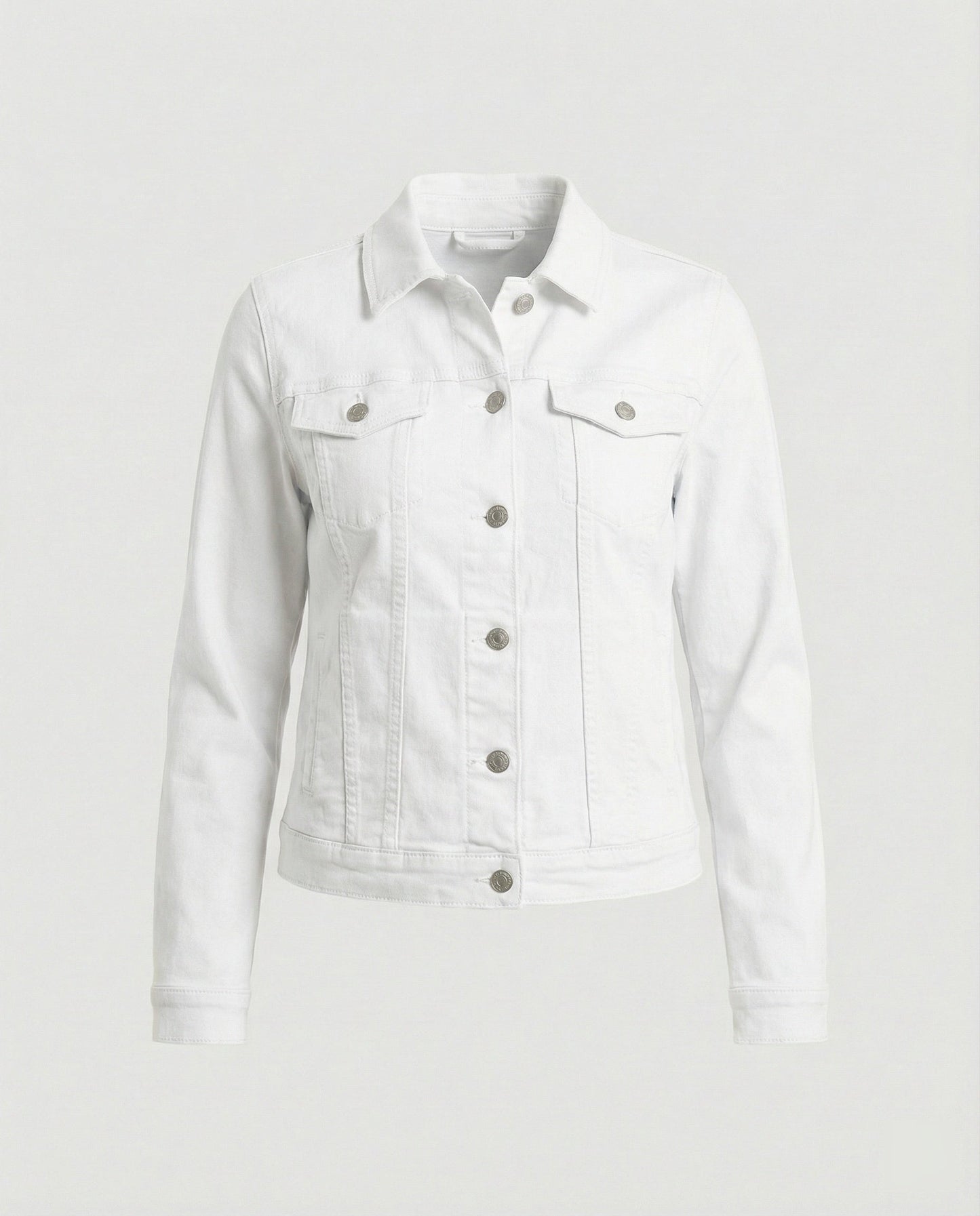 Damen Jeansjacke Kurz Mit Brusttaschen