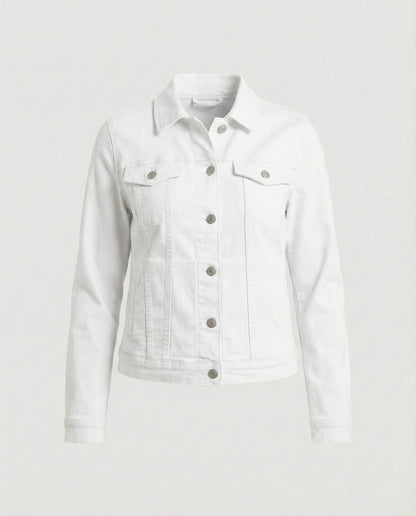 Damen Jeansjacke Kurz Mit Brusttaschen