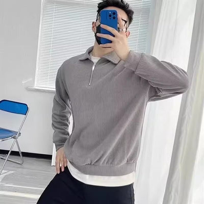 Strickpullover mit Reißverschluss und Kragen Bequem