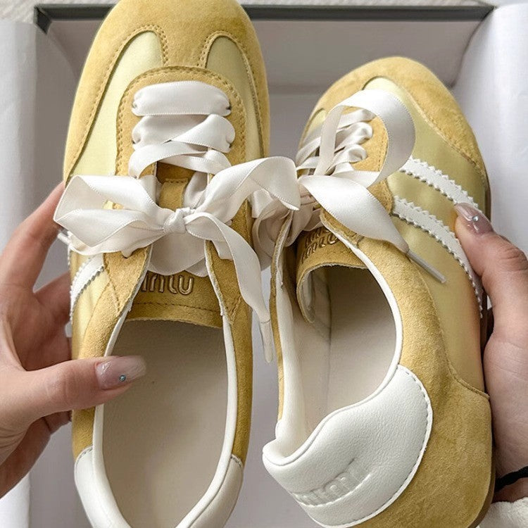 Damen Laufschuhe Elegante Sneaker Satinband