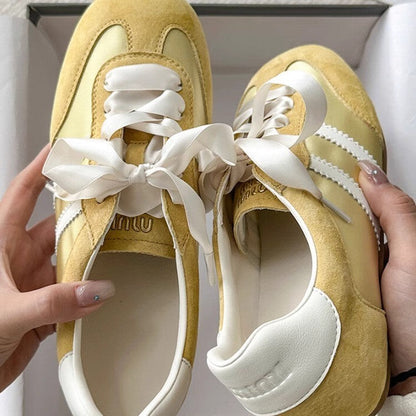 Damen Laufschuhe Elegante Sneaker Satinband