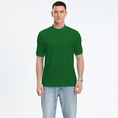 Herren T-Shirt Kurzarm Stehkragen Strukturstoff
