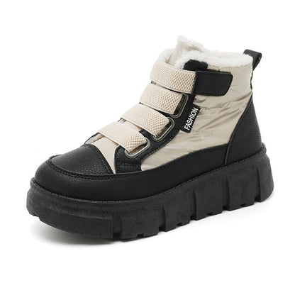 Damen Winterstiefel Gefüttert Warm Robust Klettverschluss