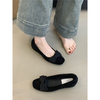 Damen Ballerinas mit Schleife aus Samt