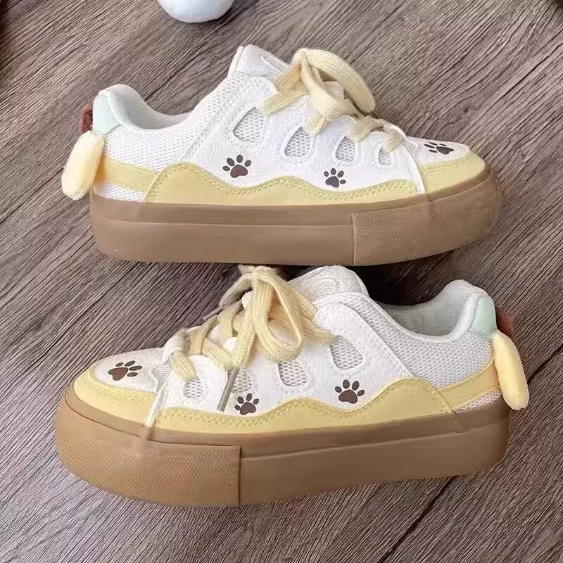Damen Sneaker Atmungsaktives Mesh Pfotenmotiv