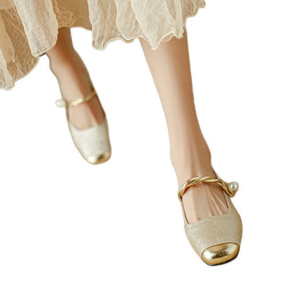 Damen Ballerinas Perlen Schmuck Elegantes Design