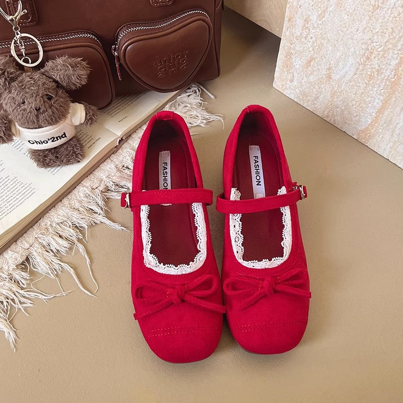Damen Ballerinas Verstellbarer Riemen Spitze Elegant