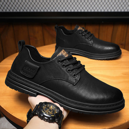 Damen Schnürschuhe Leder Rutschfest Klassisch Schwarz - Norvielle