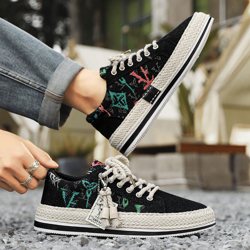 Damen Sneaker Geflochtene Sohle Bequem