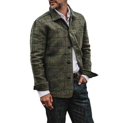 Herren Wolljacke Karomuster Elegante Zeitlos