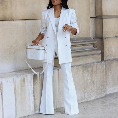 Damen Blazer-Set Elegant Weites Bein Taillengürtel