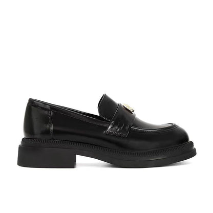 Damen Loafers Elegante Schuhe Gold Dekoration