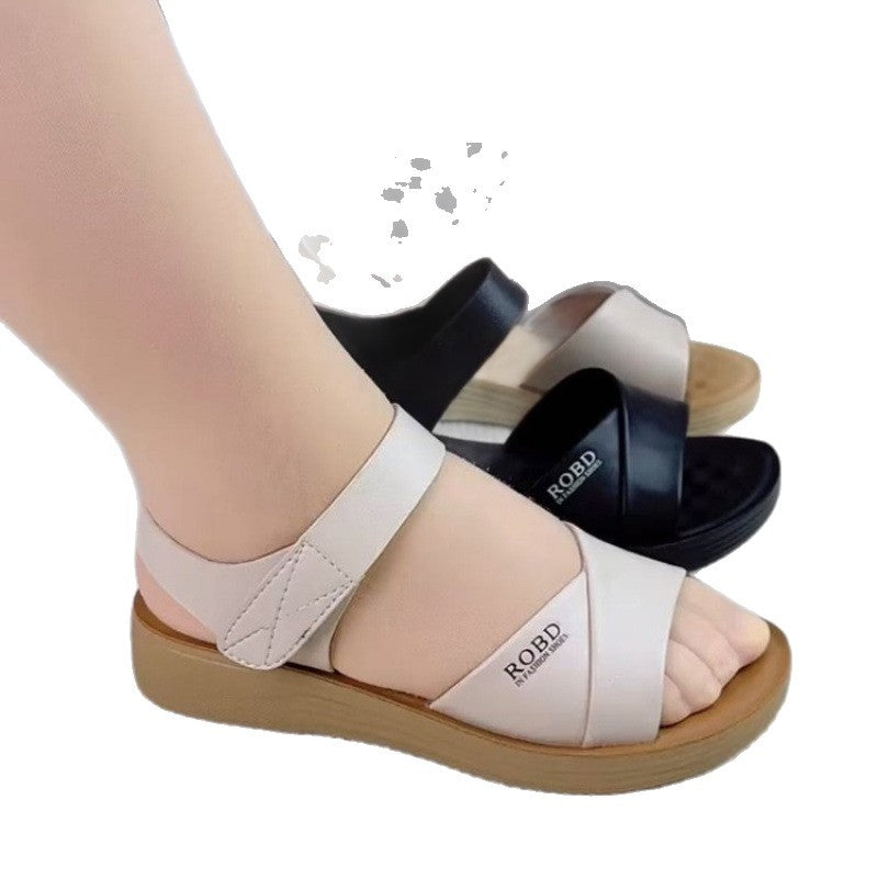 Damen Sandalen Breiter Riemen Komfort Bequem Sommer