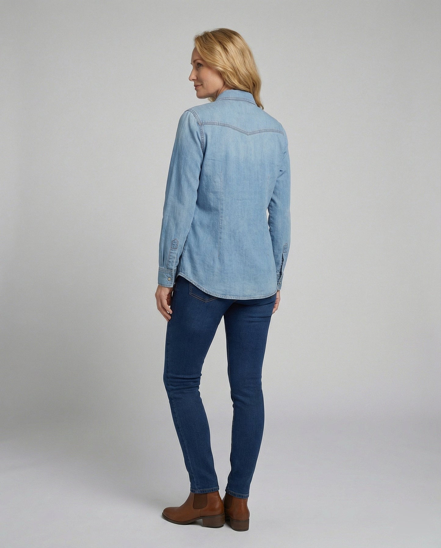 Damen Denimbluse mit Brusttaschen Blau