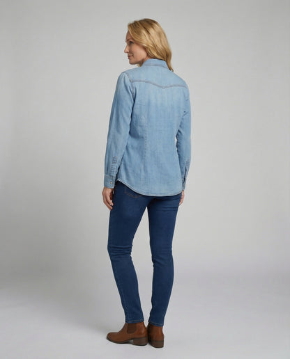 Damen Denimbluse mit Brusttaschen Blau