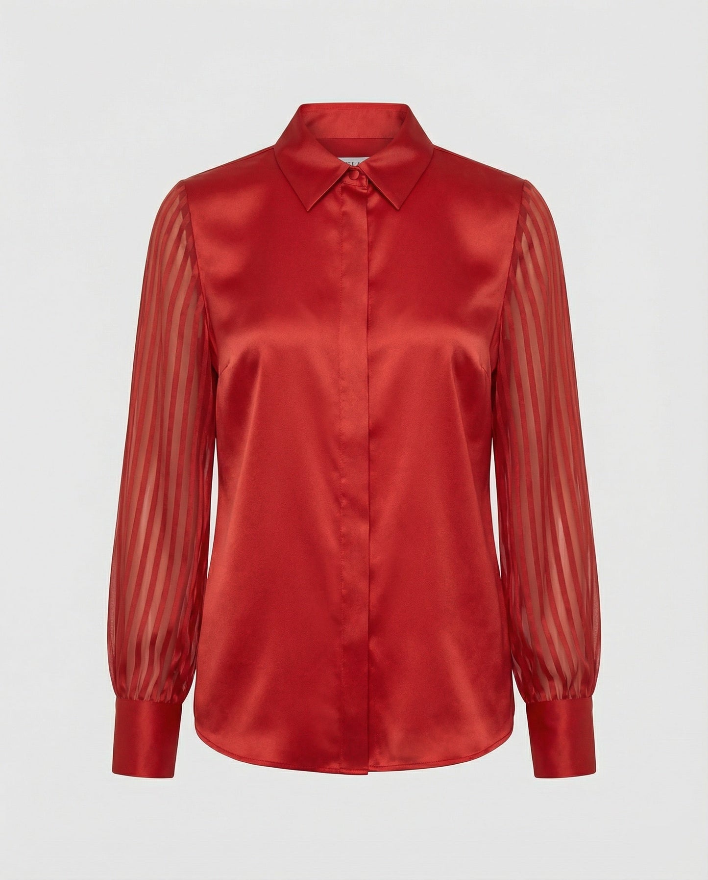 Damenbluse Satin Puffärmel Transparent